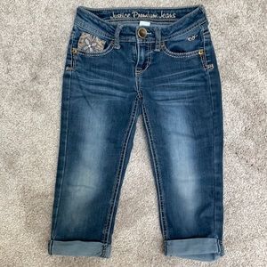 Justice brand embroidered denim capri pants